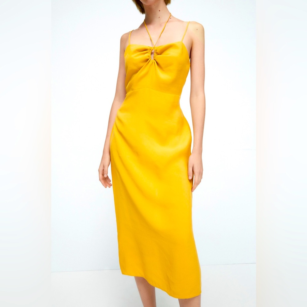 Zara 💛 Ruched Midi Dress/ NWT